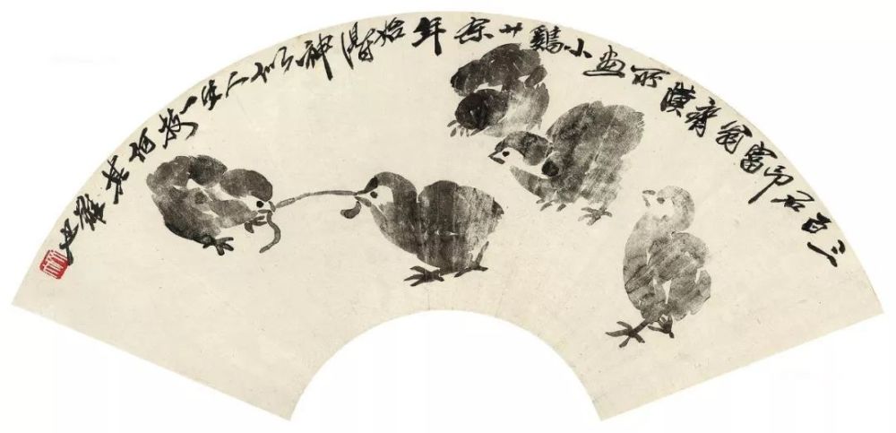 齐白石画小鸡,天真可爱
