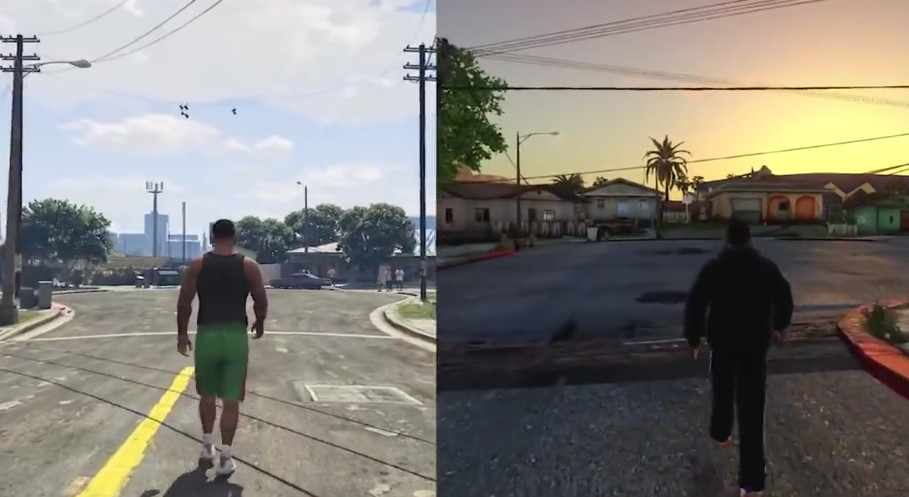 圣安地列斯这画质比《gta5》好?cj实力硬汉,小富太年轻!