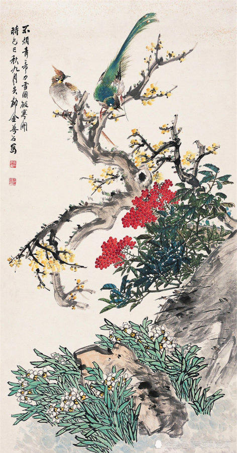 海上画派近现代名家金梦石花鸟画作品欣赏