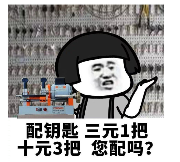 表情包:配钥匙咯喂!三元一把十元三把,你配吗?