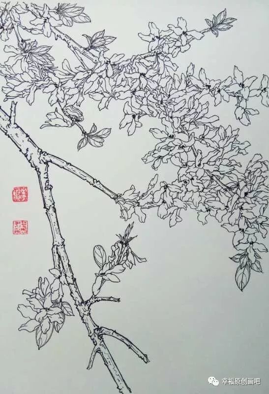 九百二十八——迎春花(中性笔白描花卉习作)