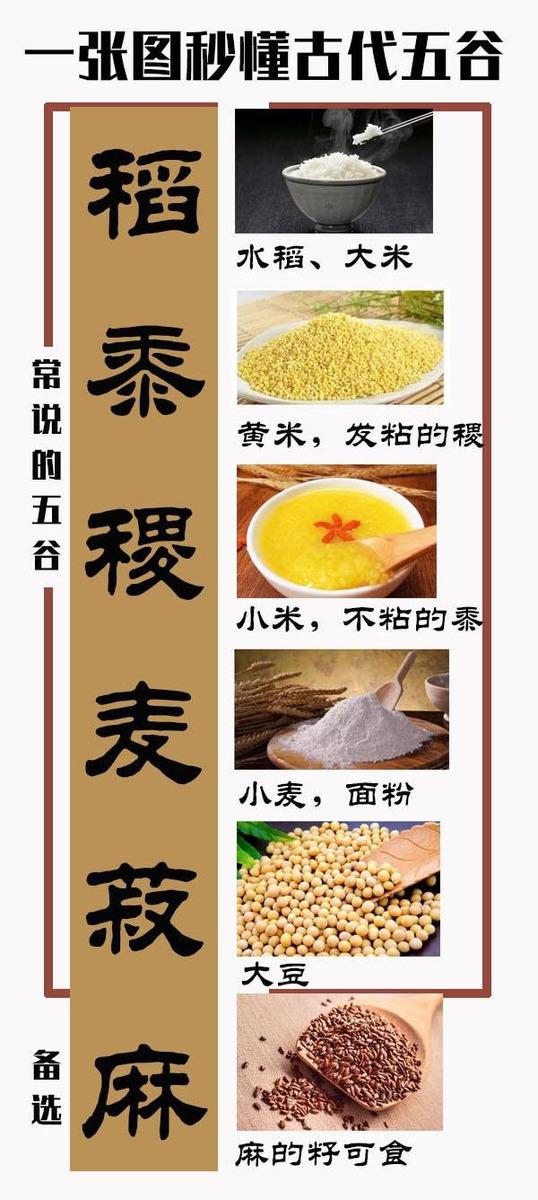 一张图秒懂古人所说的五谷都是什么,真没几个人弄得清