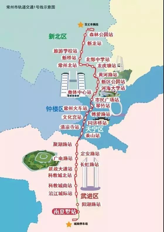 常州地铁1号线示意图 常州地铁2号线示意图