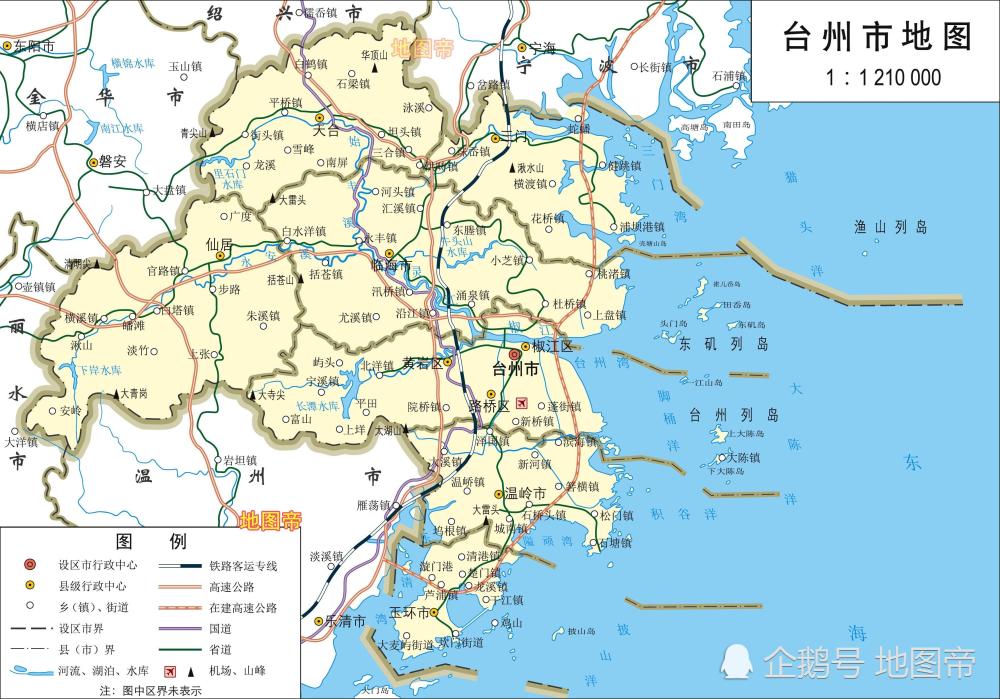 浙江台州市3市辖区高清地图,走遍苏杭不如温黄