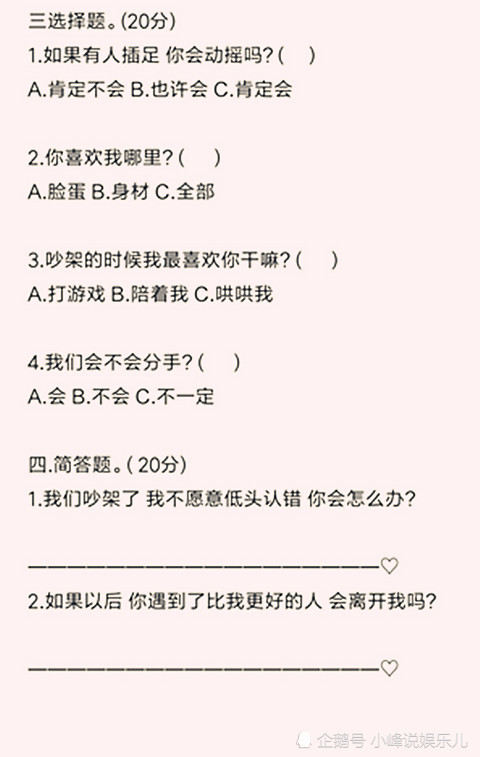 2019最火"测试卷"之情侣篇:跟我在一起,你后悔吗?