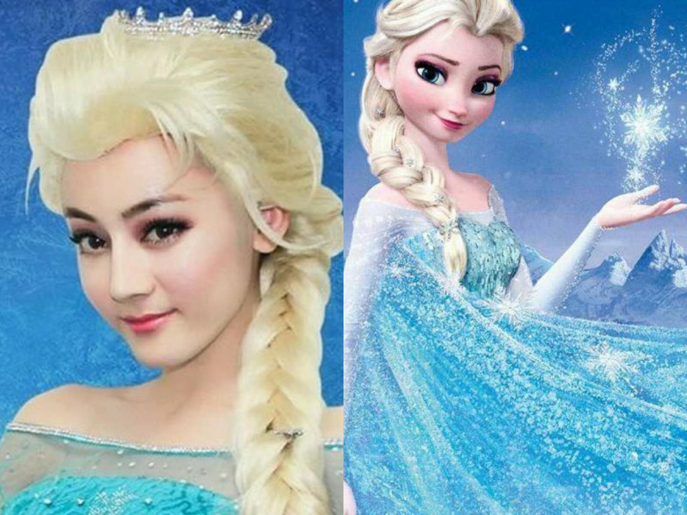 明星cos艾莎公主,斯嘉丽的冷艳,热巴最像,她让人直呼想恋爱