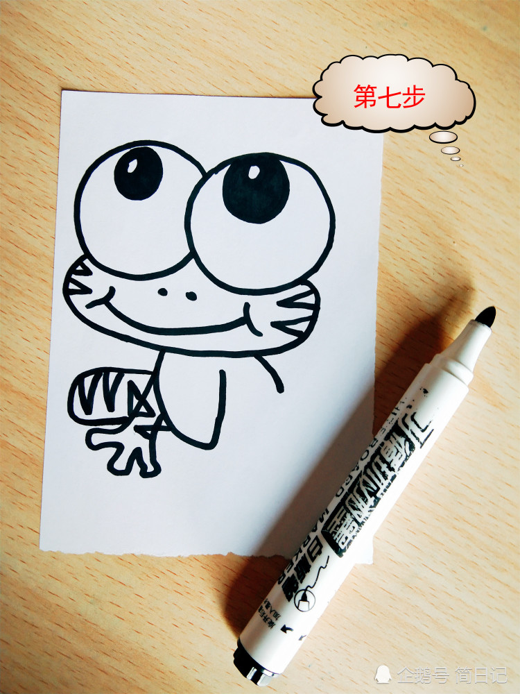 动物简笔画:十一步画一只可爱的绿色的小青蛙