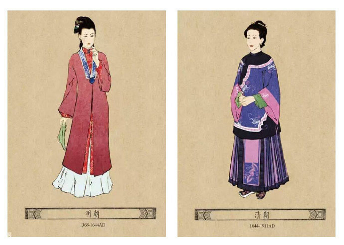 公元1368—公元1644年,明朝时期(左图) 公元1644—公元1911年,清朝
