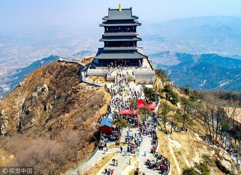 航拍山东临沂沂蒙山银座天蒙旅游区