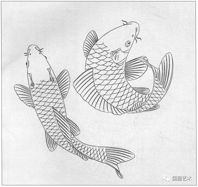 以下图片素材来源:《鲤鱼百态》,龚雪青绘,天津杨柳青画社