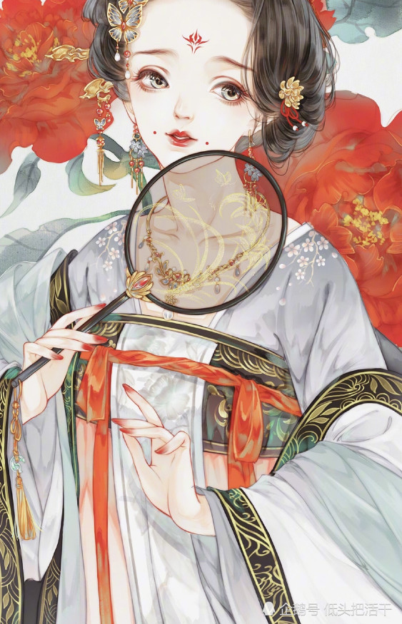 古风·手绘·汉服壁纸:我会陪你,随你走在天际,看繁花