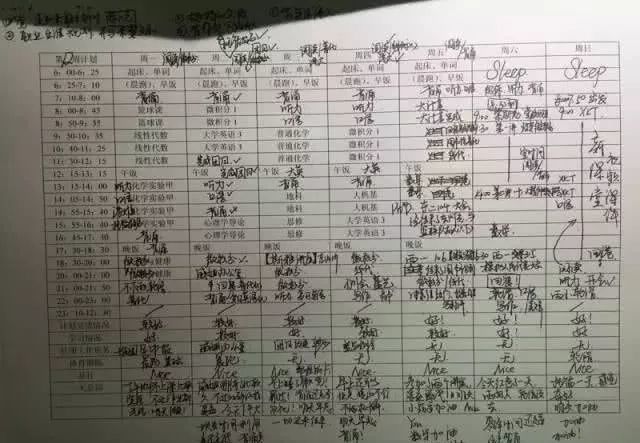 还有这张手写作息时间表