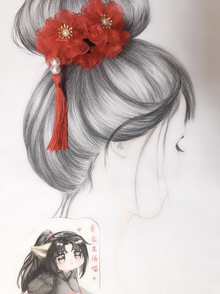 一款适合丸子头盘发佩戴的古风发圈头饰,这么美还不学