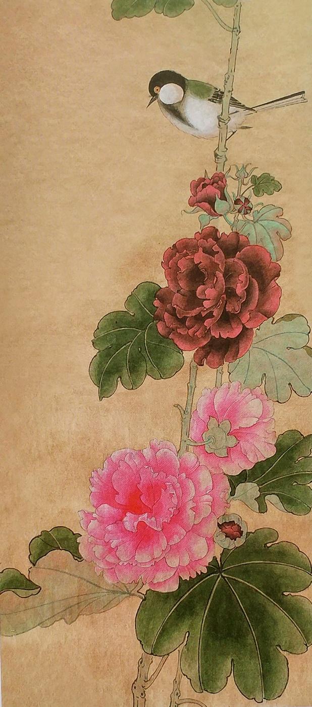 工笔画《蜀葵花与山雀》画法步骤