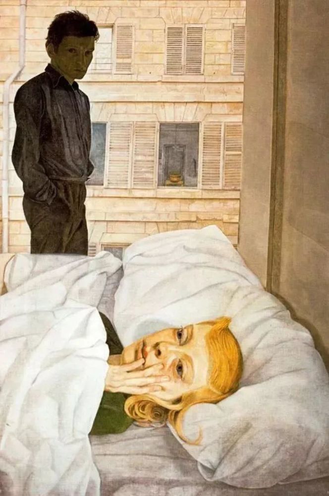 ========= 卢西安·弗洛伊德《旅馆卧房》,布面油画,1954年 卢西安