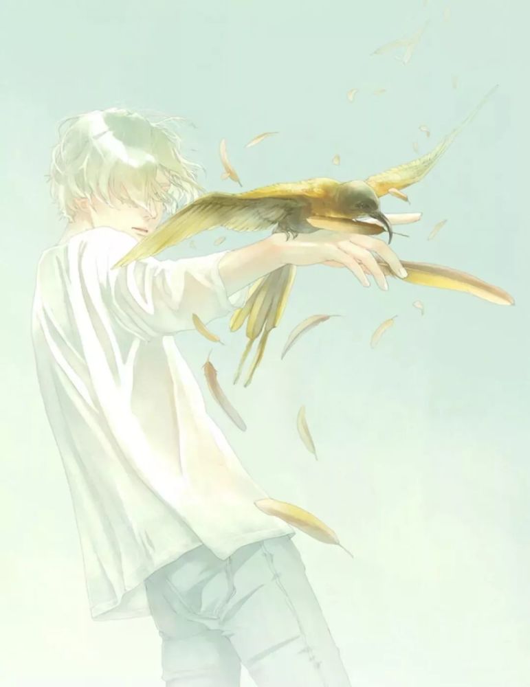 p站画师re°, 喜欢塑造透明感白衣少年, 用色不多且淡, 人物仿佛要