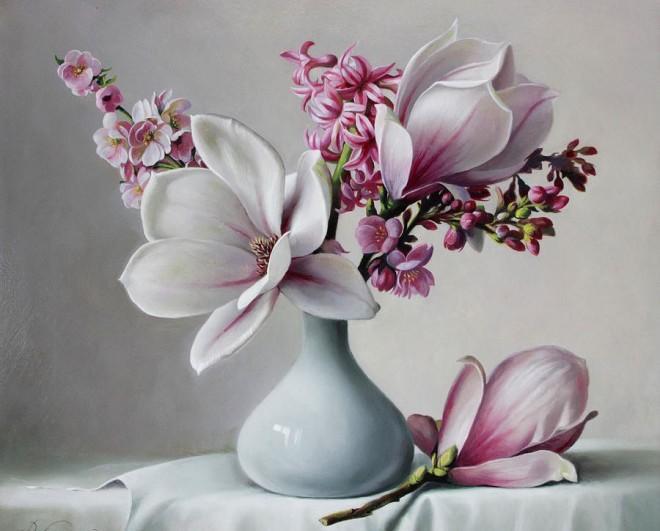 比利时艺术家的超现实花卉油画作品欣赏