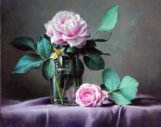 比利时艺术家的超现实花卉油画作品欣赏