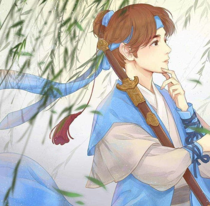 手绘·古风·男生头像:江南烟雨,陌上白衣,不过一场山河永寂