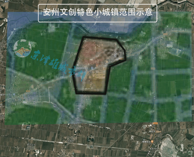 我们根据上图安州特色小城镇的规划范围,临摹如下:上图文字说明安州镇