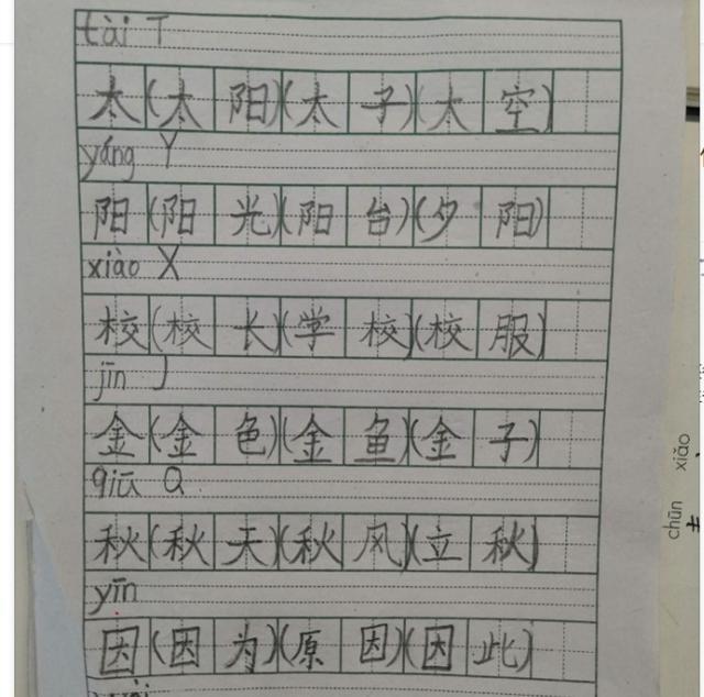 一,二年级小学生的语文作业,字体如印刷体,全是"牛"娃