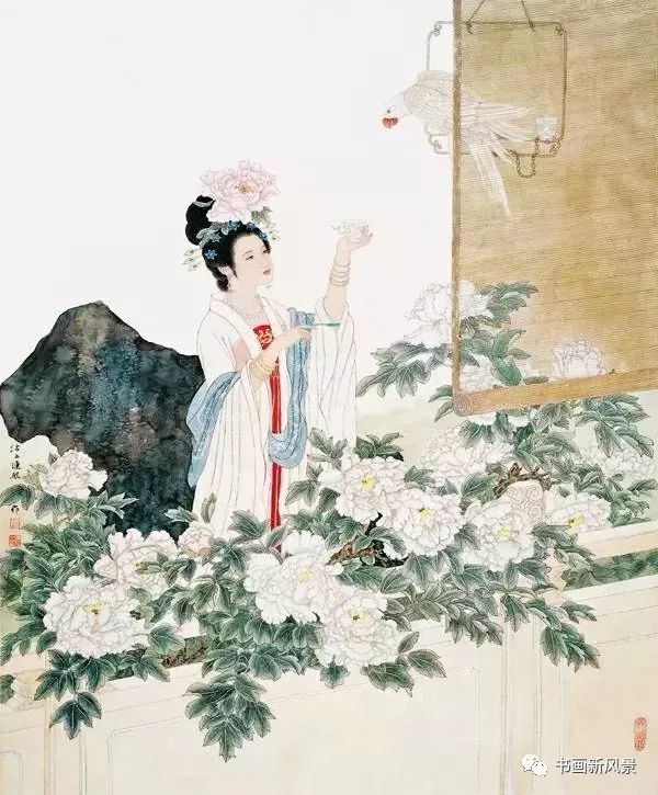 彭连熙工笔仕女图