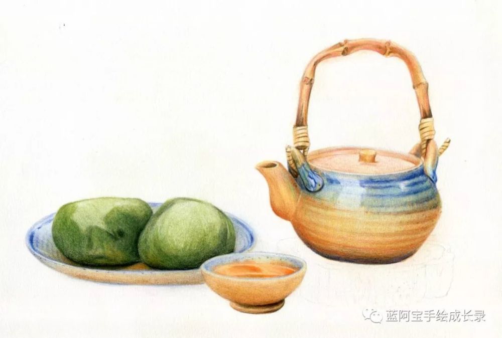 彩铅画 青团