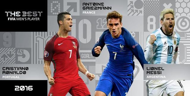 FIFA世界足球先生三甲:梅西C罗再战 格列兹曼