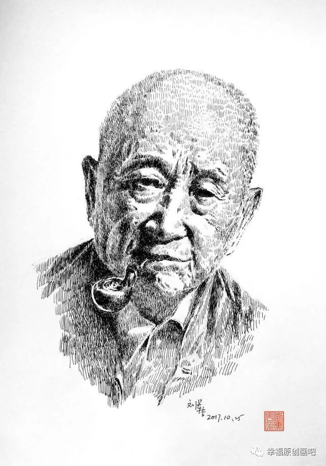 13,刘军吉的钢笔画肖像