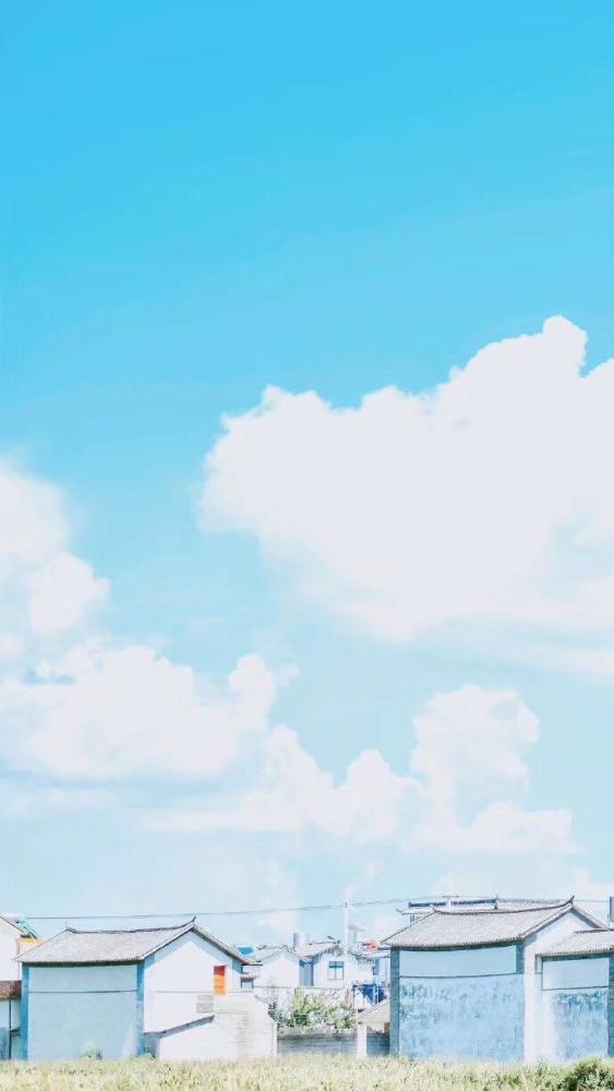 蓝白色·壁纸锁屏:"山和水可以两两相忘,日与月可以毫无瓜葛"