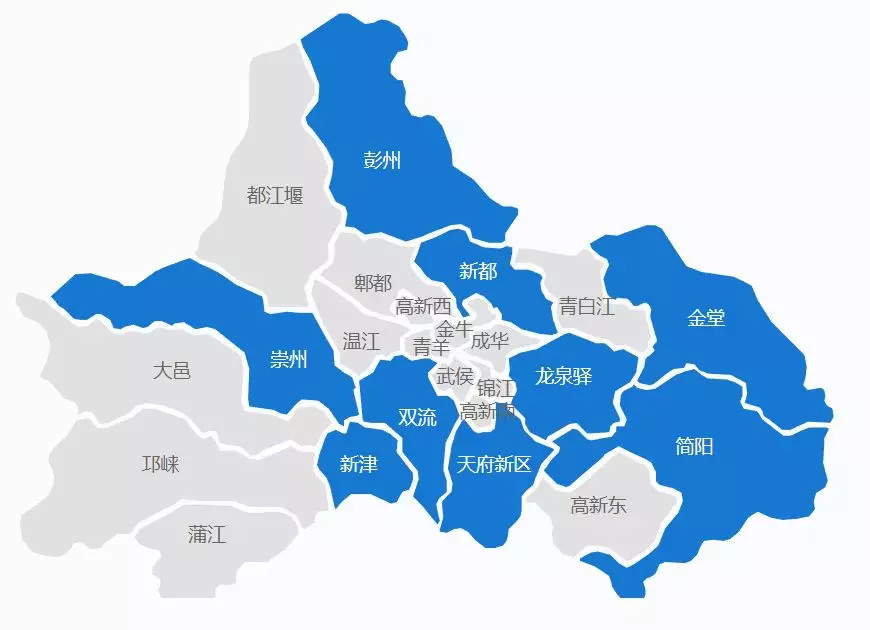 截止4月27日17时25分,成都大风蓝色预警地区