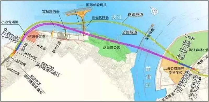 周家嘴路越江隧道,江浦路越江隧道,龙耀路越江隧道(济阳路至长清路)