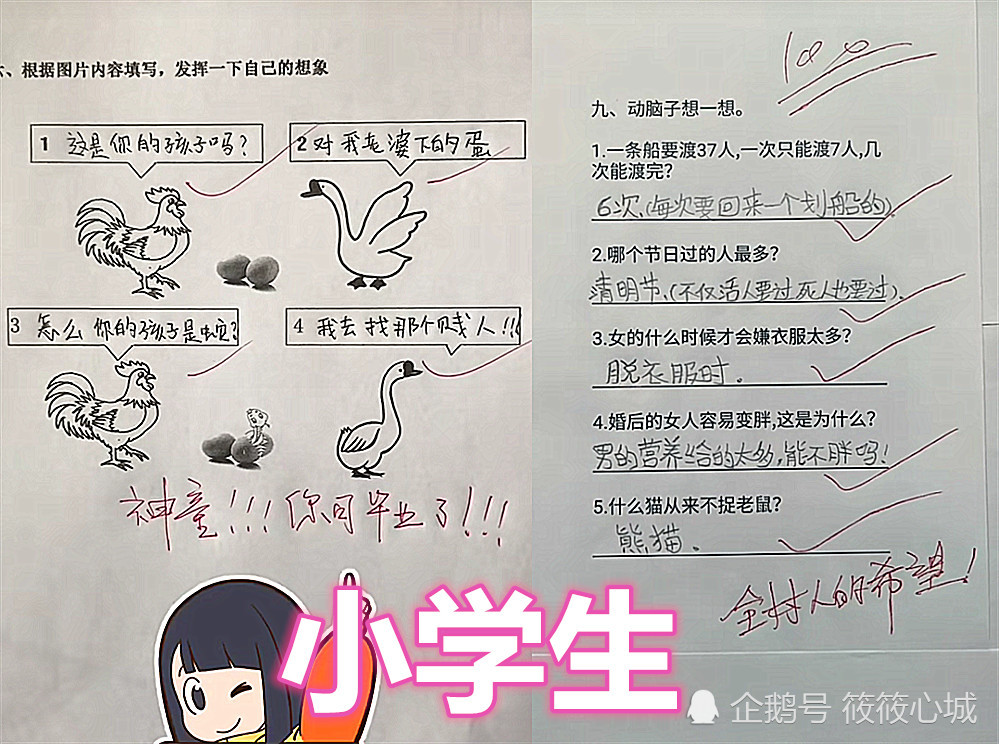 试卷,小学生,答题卡,奇葩