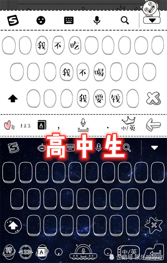 小学生:我的键盘背景可爱,初中生:靠边让让,大学生:放