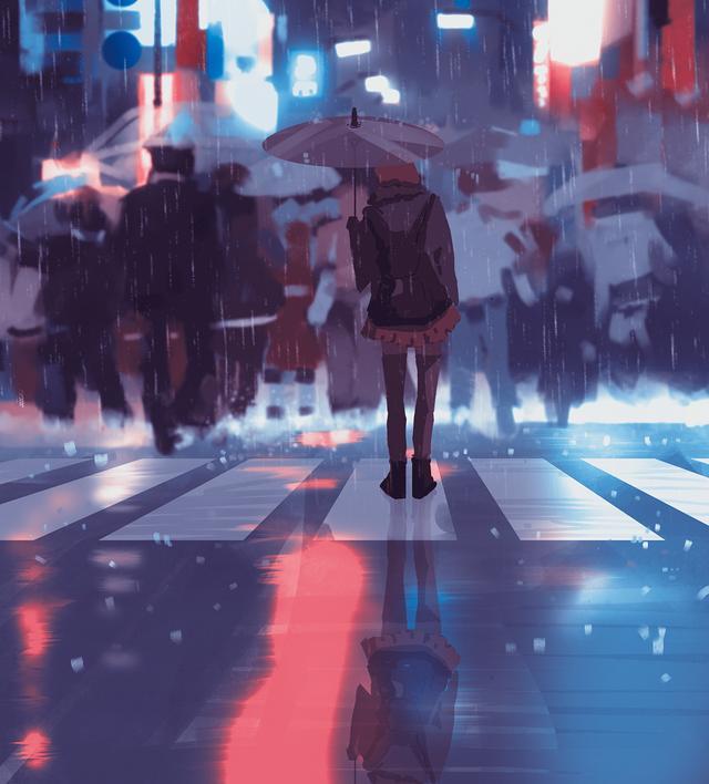酷炫动漫男神壁纸,一个人在街上,漫无目的的走着