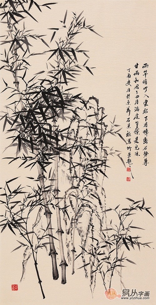 花鸟画竹子图 石荣禄水墨竹子图欣赏