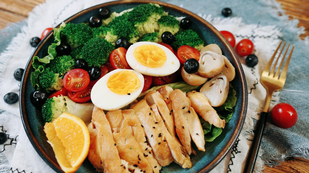 蔬菜沙拉,鸡肉,早餐,减肥,轻食