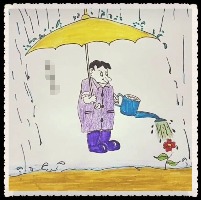 可笑至极的人性图:下雨天撑着伞给花浇水,同一个客厅不同的世界