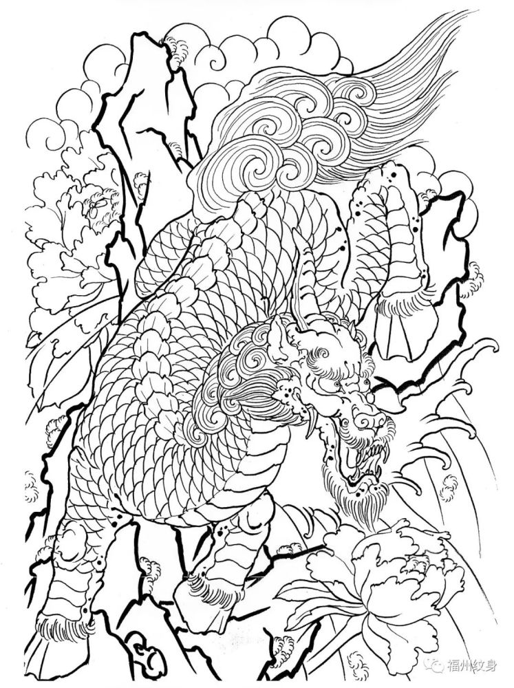 传统纹身割线手稿和风版