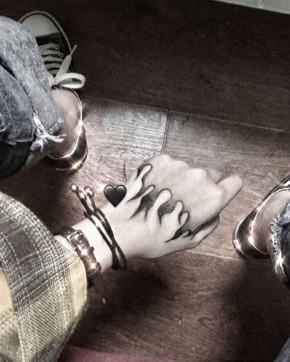 男孩子,来画,手背作画,纹身,火焰