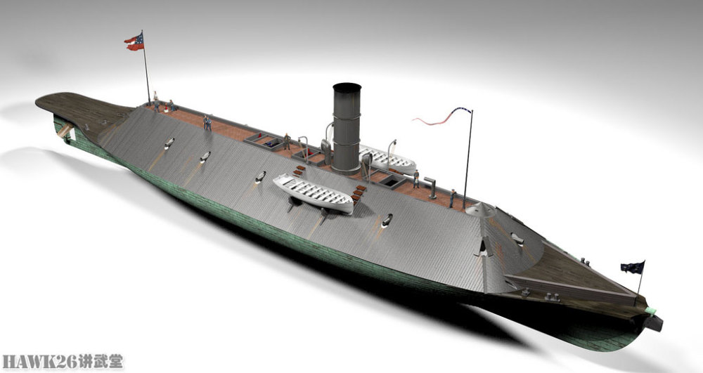 图说:美国邦联海军建造的第一艘重型战舰"弗吉尼亚"号铁甲舰