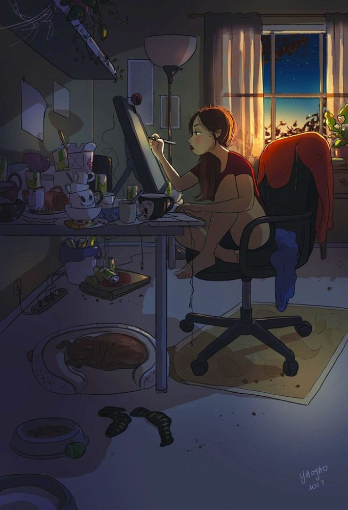 精美插画欣赏:独居生活的快乐