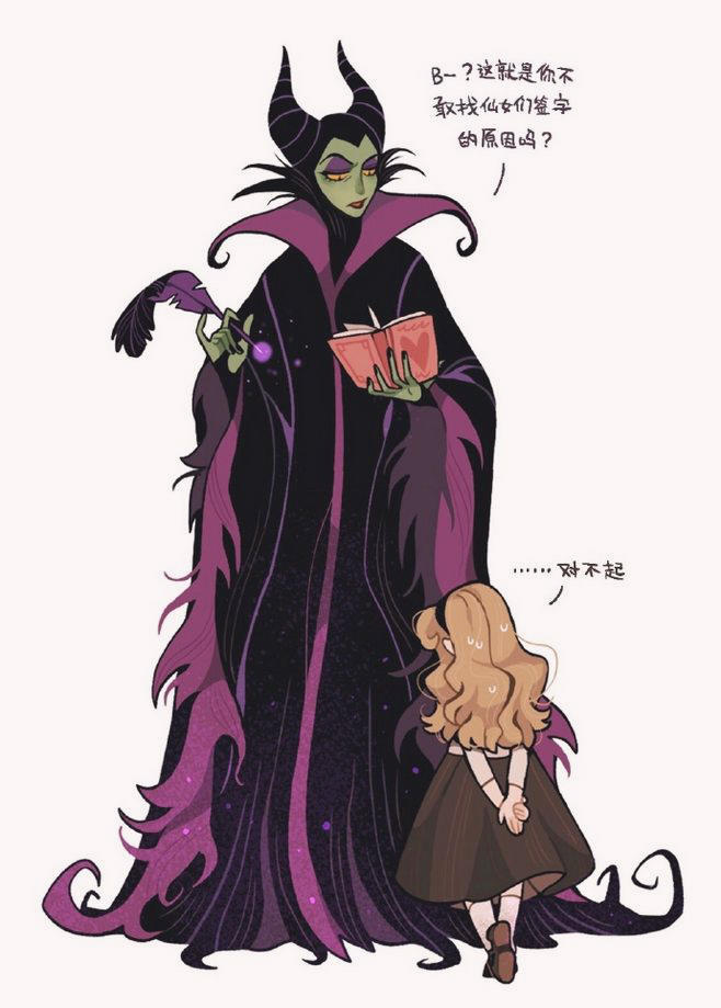 如果迪士尼反派变成主角,睡美人给女巫梳头,白雪给皇后照镜子