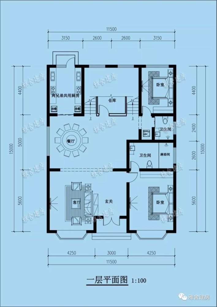 11.5x15米农村双拼别墅,农村建房的首选,漂亮经济又实用!