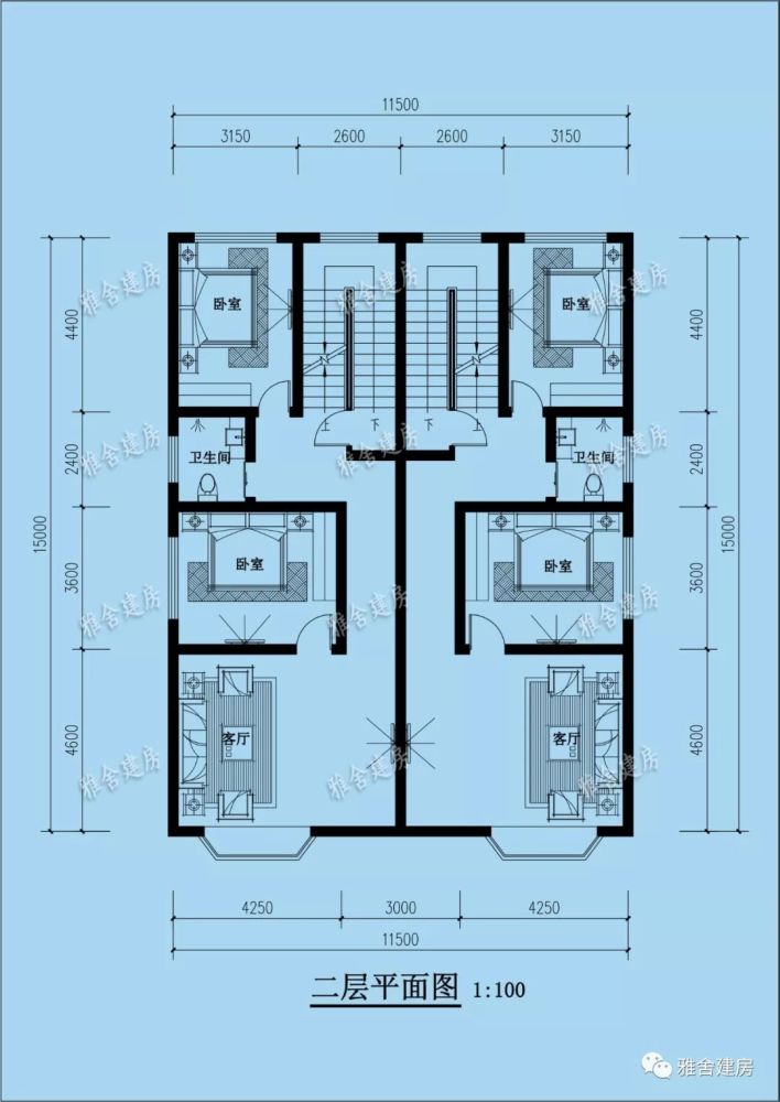 11.5x15米农村双拼别墅,农村建房的首选,漂亮经济又实用!