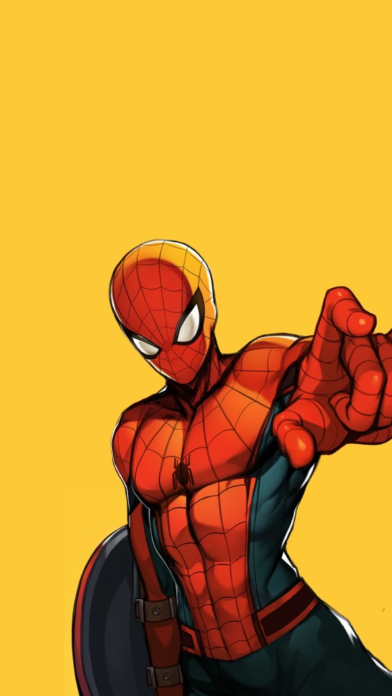 漫威高清无水印壁纸图鉴:图四蜘蛛侠,自己被网缠了一身,好搞笑