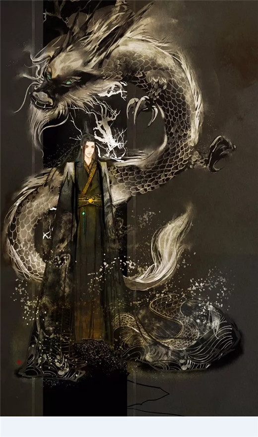 花城一身红装绝美艳丽,身边环绕这银蝶,"天官赐福"古风动漫