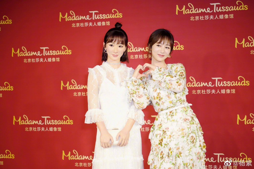 杨紫与蜡像合影傻傻分不清,网友:像是杨紫老了10岁后的样子