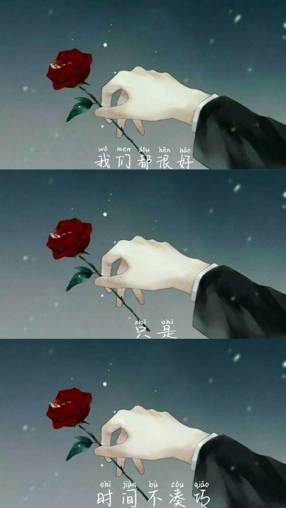 手里拿着一枝玫瑰花,手画的很好,玫瑰也是很精致,看起来就像是真的一