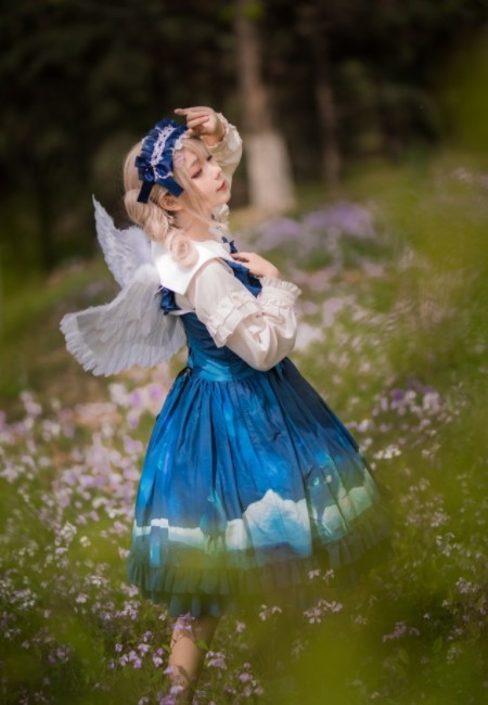 lolita小姐姐,星空鹿仙女裙,可爱的天使翅膀!